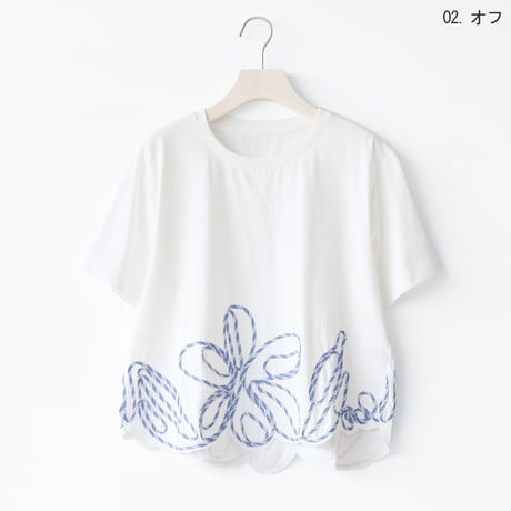 フラワーコード刺繍カットソー[41411627]naturalmist