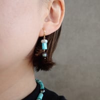 Blue kaolinite × FWP earring − E231