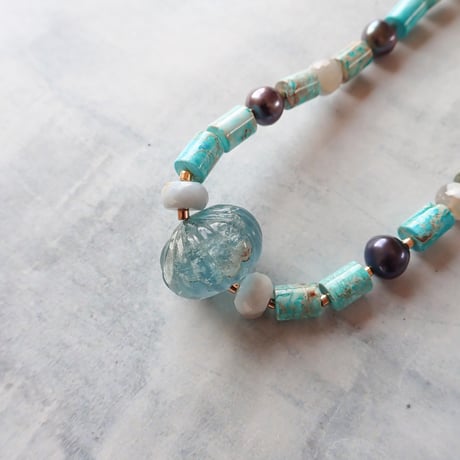 Tourmaline × mix stones necklace- N120