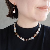 Cherry Blossom Agate × mix stones necklace- N121