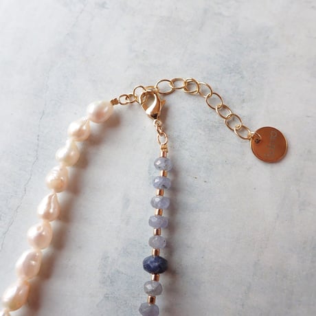 London blue topaz × mix stones necklace- N119