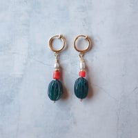 Grandidierite ×coral earring − E240