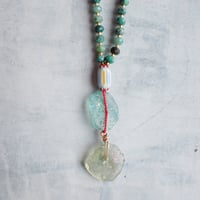 Roman glass × Chrysocolla necklace #2- N115