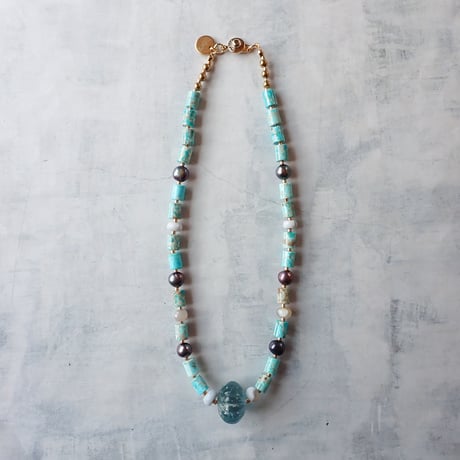 Tourmaline × mix stones necklace- N120