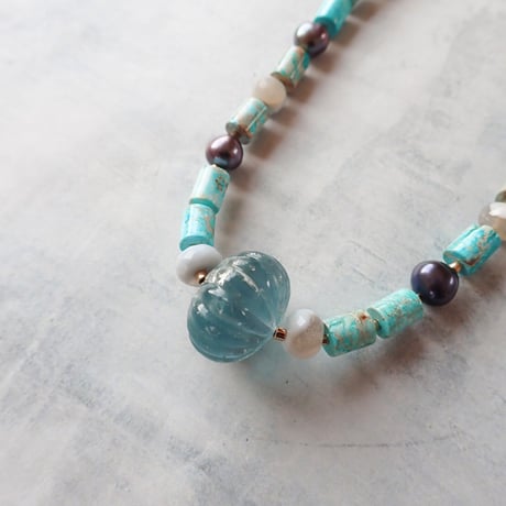Tourmaline × mix stones necklace- N120