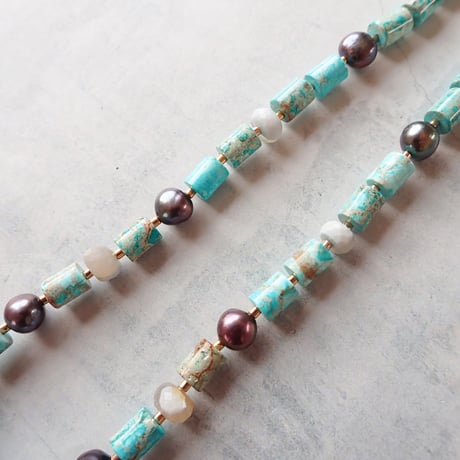 Tourmaline × mix stones necklace- N120