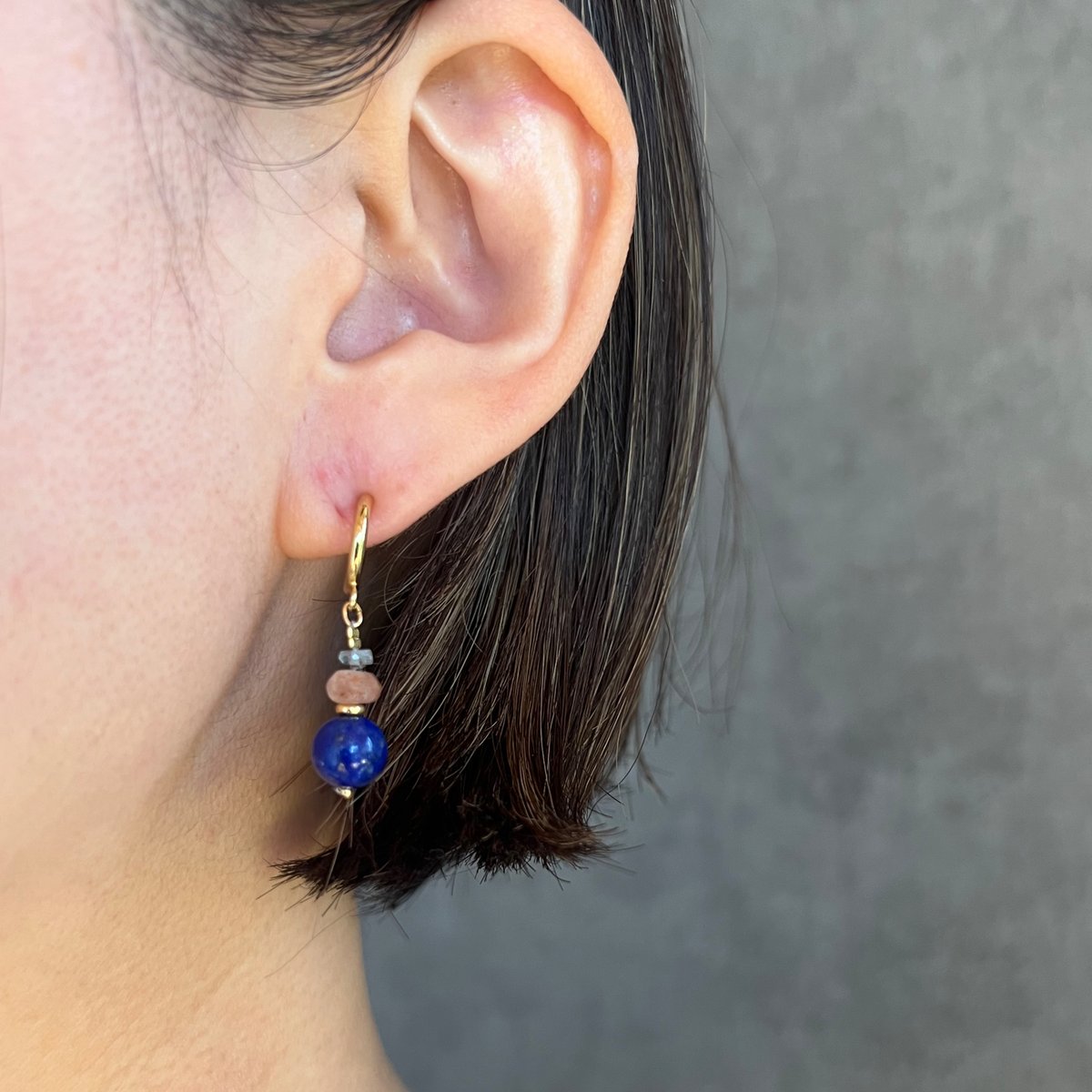 Lapis Lazuli × sunstone earring − E237 | Solmia