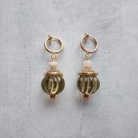 Pumpkin shape beads × opal earring − E236