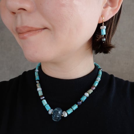 Tourmaline × mix stones necklace- N120
