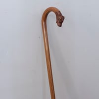 木製ステッキ　動物彫刻