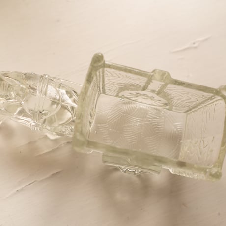 Pressed Glass Horse and Cart Figurine, Scandinavia 1950s