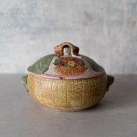 イタリア 1960s 花籠を抱く女性　陶器の小物入れ