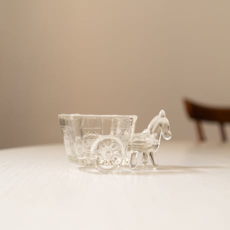 Pressed Glass Horse and Cart Figurine, Scandinavia 1950s