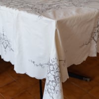 イタリア 1980s 葡萄のカットワーク テーブルクロス