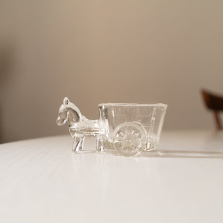 Pressed Glass Horse and Cart Figurine, Scandinavia 1950s