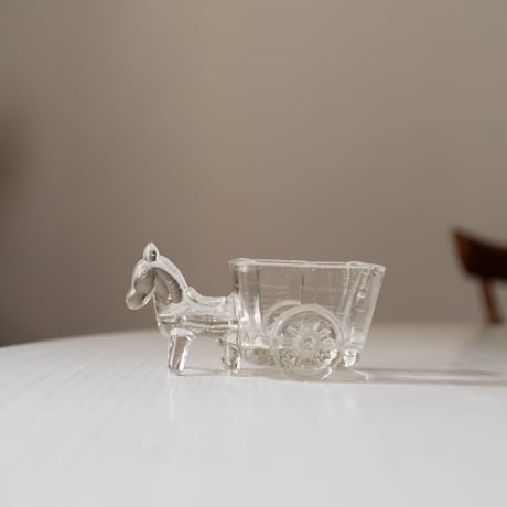 Pressed Glass Horse and Cart Figurine, Scandinavia 1950s