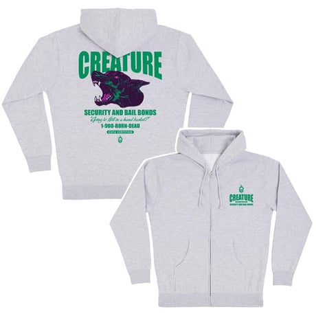 CREATURE SKATEBOARDS  フーディー クリーチャー メンズ　Security Service Mens Creature Zip Hoodie （Grey Hthr）