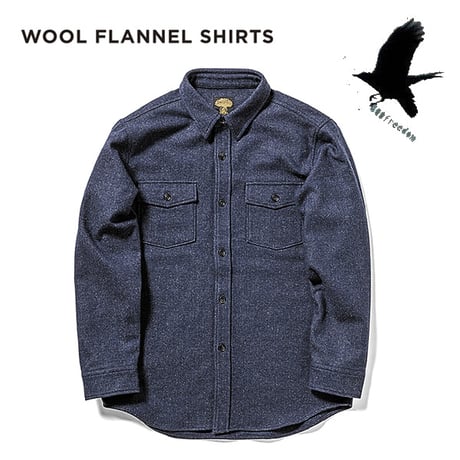26-27 フランネルシャツ グリーンクロージング GREEN CLOTHING WOOL FLANNEL SHIRTS  (HB INDIGO)  WOOL:70%