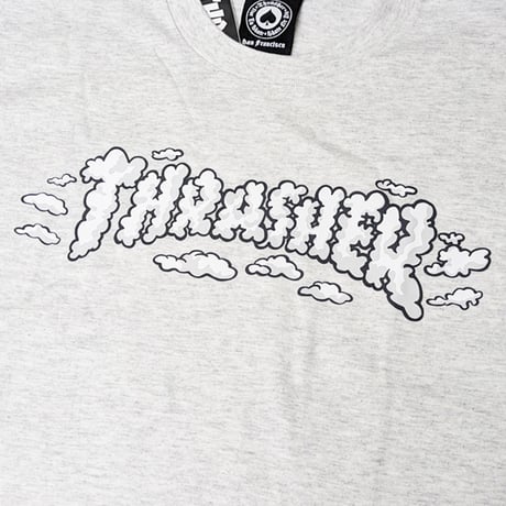 THRASHER Tシャツ 半袖 スラッシャー　CLOUDS BY SPANKY T-SHIRT (GREY)