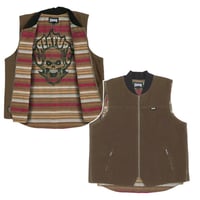 CREATURE SKATEBOARDS ベスト クリーチャー　BONEHEAD FLAME VEST WORK TOP （Brown）