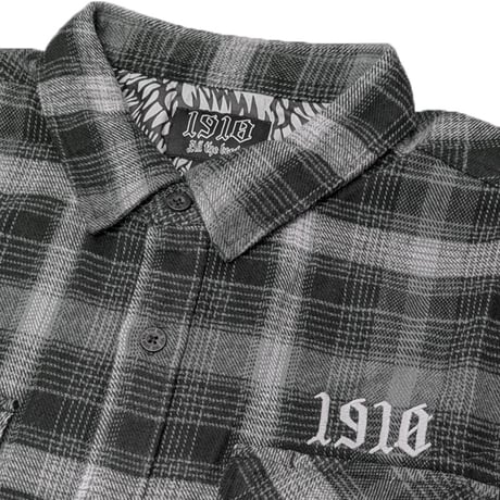 1910 9teenten アパレル ナインティーン テン シャツ 長袖　BURSLEM LS FLANNEL SHIRT （CHARCOAL）