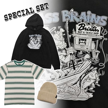 “8/31まで！ 1SET限り” BRIXTON SPECIAL SET　ブリクストン フーディー＆Tシャツ＆ビーニー 【3点セットで￥8800】