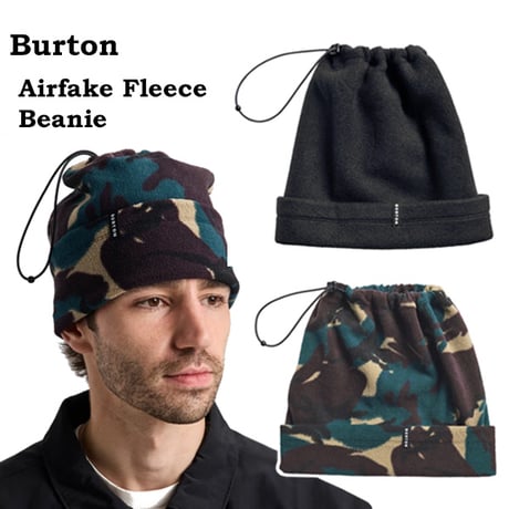 BURTON バートン ビーニー ネックウォーマー Airtofakie Fleece Beanie （True Black　Seersucker Camo）