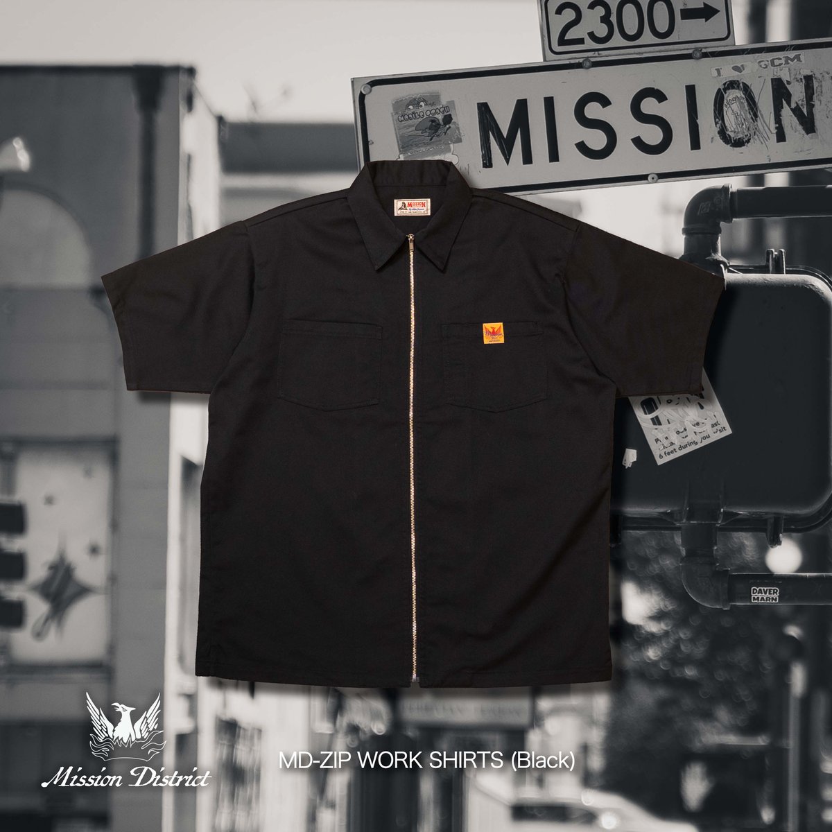 Black】MD-ZIP WORK SHIRTS | NATIVE JAPANESE WEB