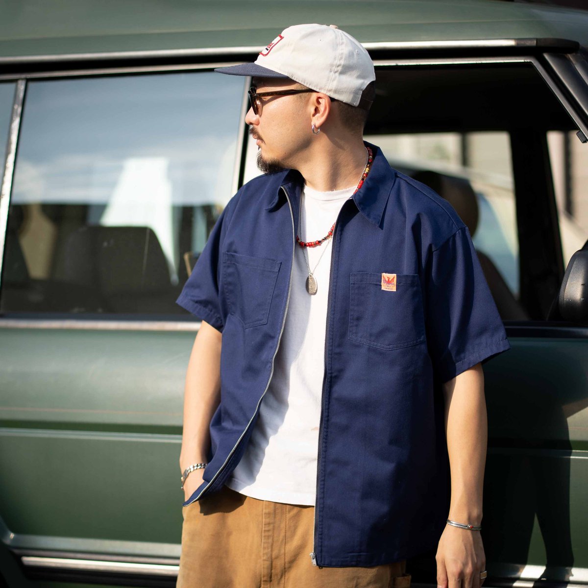 Navy】MD-ZIP WORK SHIRTS | NATIVE JAPANESE WEB