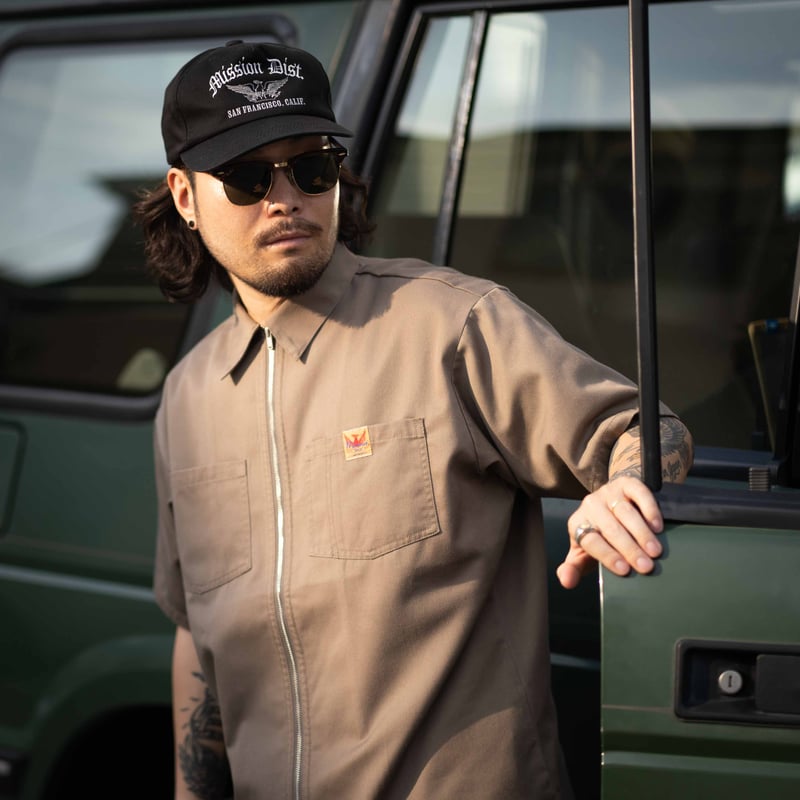 Light Brown】MD-ZIP WORK SHIRTS | NATIVE JAPANE