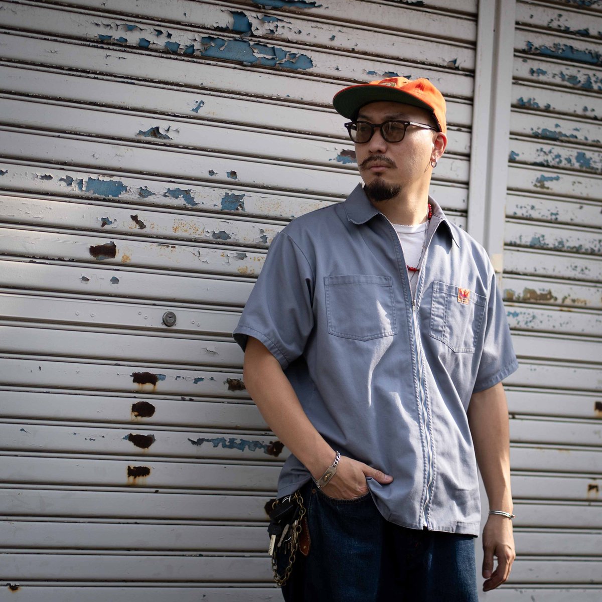 Fog Blue】MD-ZIP WORK SHIRTS | NATIVE JAPANESE