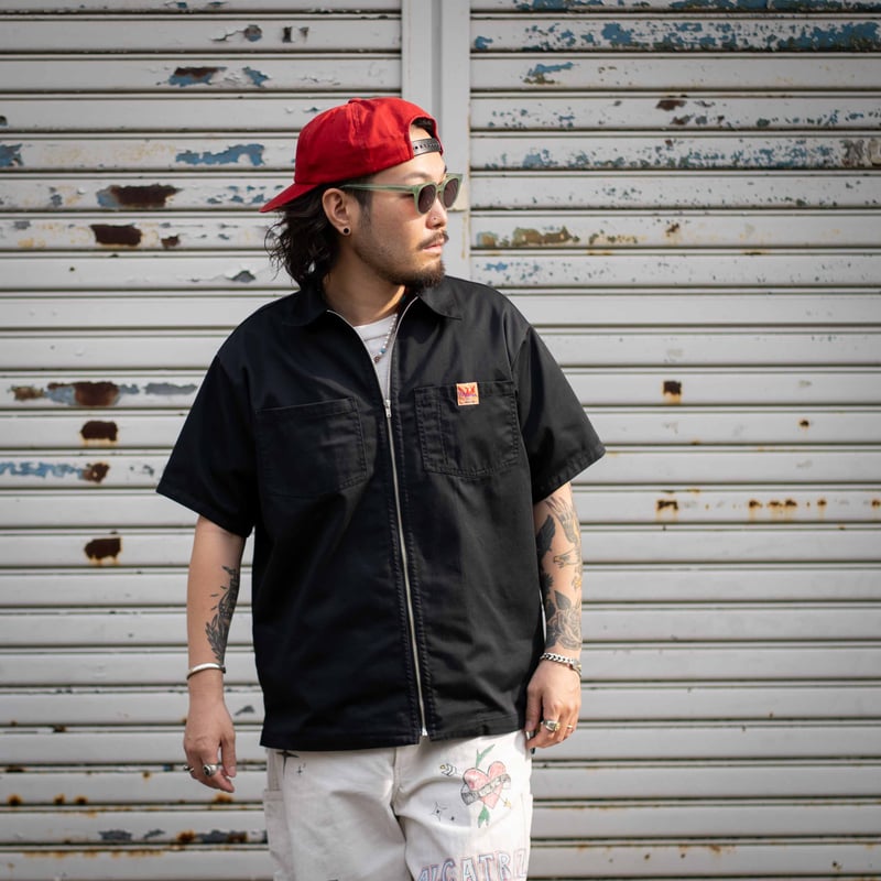 Black】MD-ZIP WORK SHIRTS | NATIVE JAPANESE WEB