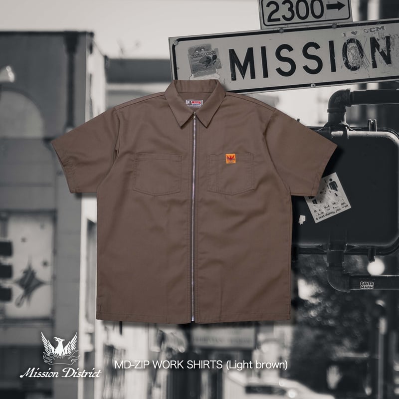 Light Brown】MD-ZIP WORK SHIRTS | NATIVE JAPANE