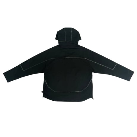 TAPING LEATHER COTTON PARKA [BLACK]