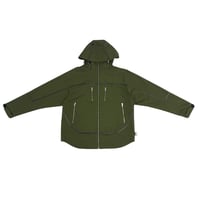 TAPING LEATHER COTTON PARKA [OLIVE]
