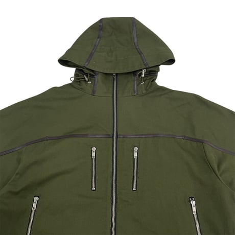 TAPING LEATHER COTTON PARKA [OLIVE]