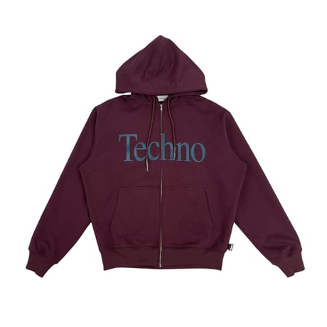 TECHNO LOGOTYPE ZIP HOOD [BURGUNDY]