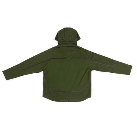 TAPING LEATHER COTTON PARKA [OLIVE]