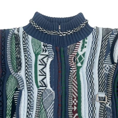 ZIP UP 3D KNIT [BLUE]