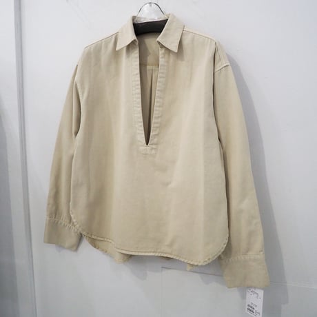 スキッパーシャツ 長袖 ベージュ スキッパーシャツ | STORES