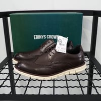 新品 定価10780円 エリニュスクラウン 防水 ウイングチップ 革靴 ブラウン 茶色 ホワイト 白 25cm