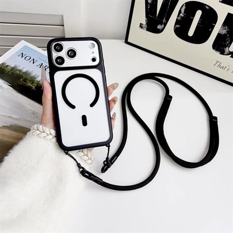 【N847】ショルダーストラップ 付き iphone18pro/17pro ケース magsafe 対応 iphoneケース クリア おしゃれ