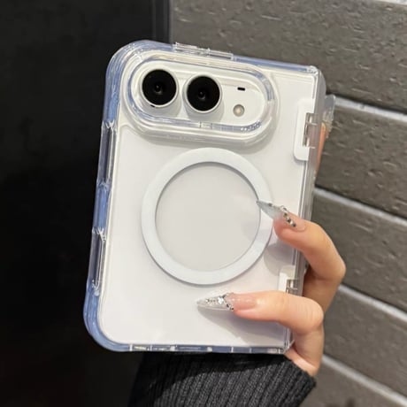 【N862】Iphone duo magsafe ケース クリア アイフォン duo ケース スタンド 付き
