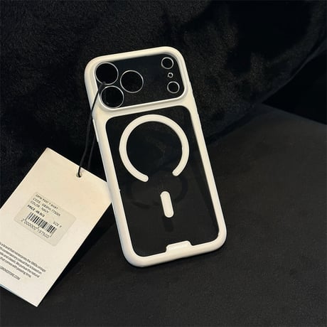 【N854】iphone18pro ダークチェリー に 合う ケース magsafe 対応 ケース 透明