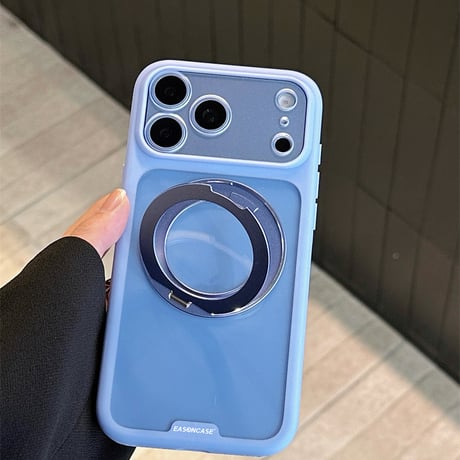 【N853】iphone18pro/18promax ダークチェリー に 合う ケース iphoneクリア ケース スタンド 付き 360度回転可能