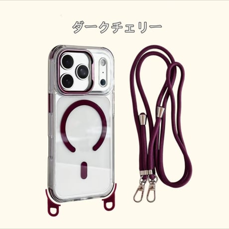 【N813】4way iphone18pro/18promax ケース ショルダー magsafe 対応 ケース クリア ストラップホール 取り外し