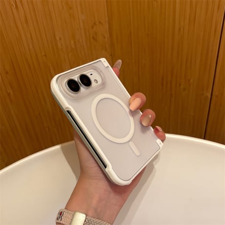 【N852】iPhone Duo ケース MagSafe対応 マット iPhone Duo ケース ヒンジ保護 半 透明