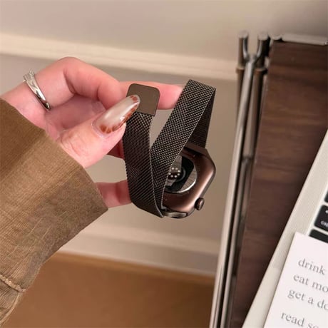【N860】ダークブロンズ Apple Watch Series 12 ミラネーゼ バンド カップル ペア 42ｍｍ/46mm おすすめ アップル ウォッチ バンド マグネット