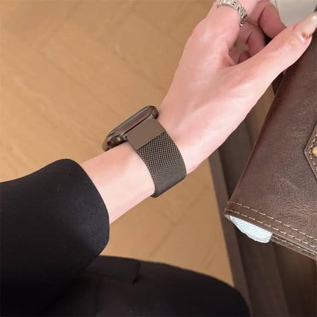 【N860】ダークブロンズ Apple Watch Series 12 ミラネーゼ バンド カップル ペア 42ｍｍ/46mm おすすめ アップル ウォッチ バンド マグネット