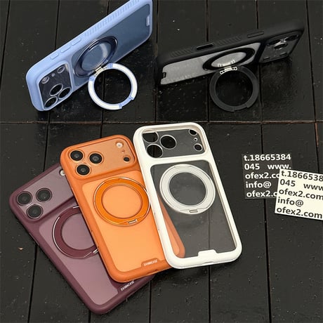 【N853】iphone18pro/18promax ダークチェリー に 合う ケース iphoneクリア ケース スタンド 付き 360度回転可能